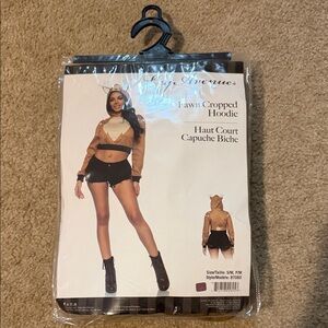 Leg Avenue Fawn Cropped Hoodie - Tan and Cream